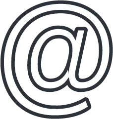Ein Icon, das ein weißes @-Symbol zeigt und als Symbol für die E-Mail-Adresse steht.